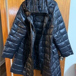 Woman Within Navy Puffer Coat